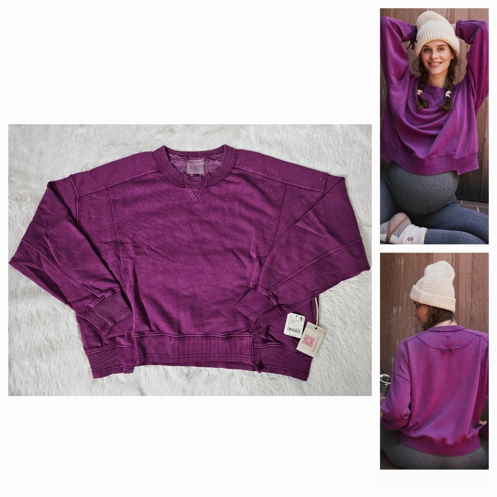 Free People FP Movement x Hatch Intercept Maternity Pullover Fluorescent Berry